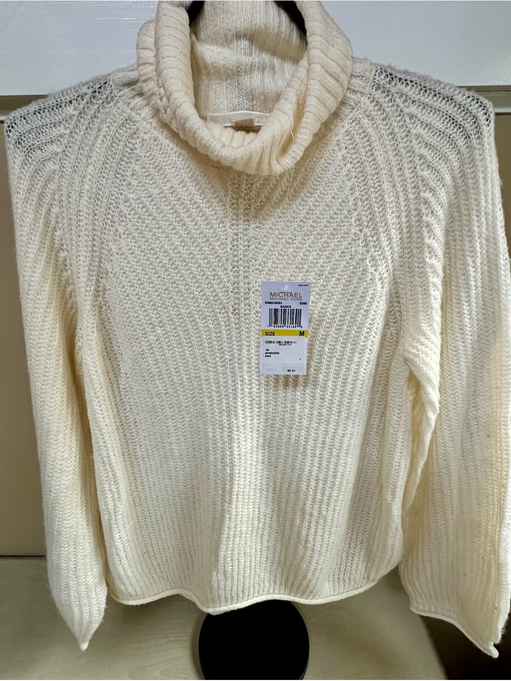 NWT Michael Kors Ivory Cream Chunky Knit Turtleneck Sweater Size M